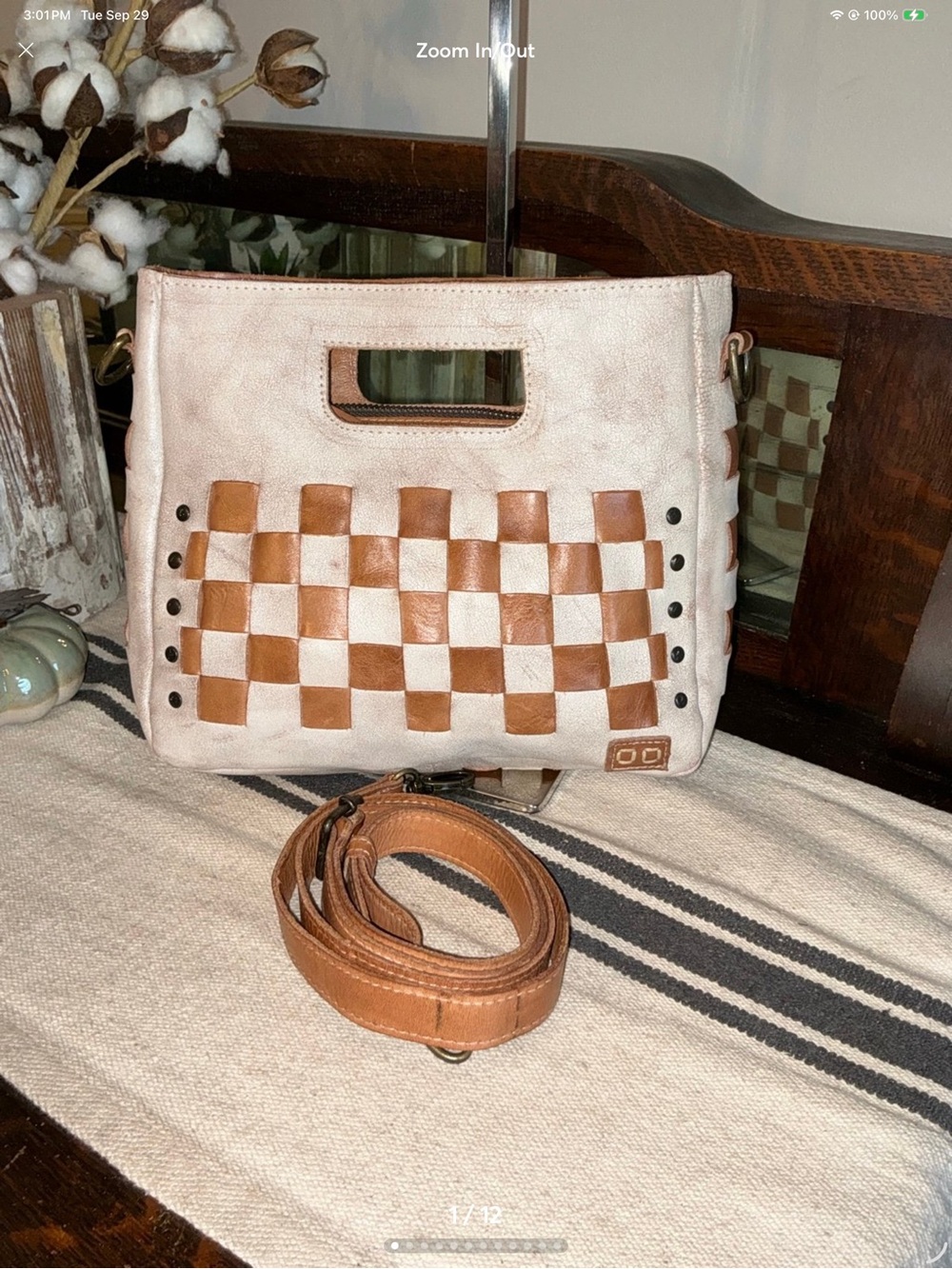 NWOT Bed Stu Leather Keiki Crossbody Bag Handbag Nectar Lux Tan Rustic MSRP $235